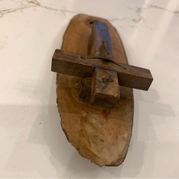 Vintage Crucifix Jesus Holy Land Cross Carved Olive Wood Nazareth Mid Century - Picture 7 of 8